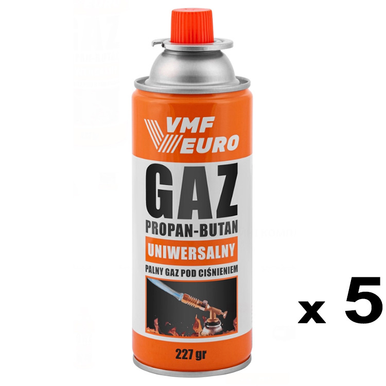 Цанговый газовый баллон VMF Euro Gaz 400мл 227 гр 5шт, фото 1