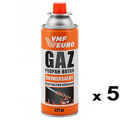 Цанговий газовий балон VMF Euro Gaz 400мл 227 гр 5шт