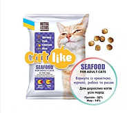 Сухой корм Cat like Seafood для котов с креветкой, курицей, рыбой и рисом 10 кг