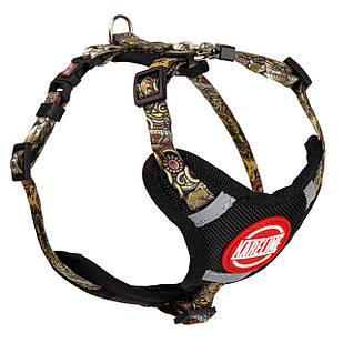 Шлея KARELINE з нейлону з візерунком "AFRO", логотипом та пластиковою пряжкою 10 мм А:210-260мм,В:280-380мм