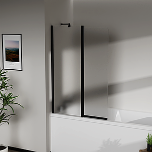 Скляна шторка для ванни AVKO Glass W436 50+40x140 Black Frostet, фото 1