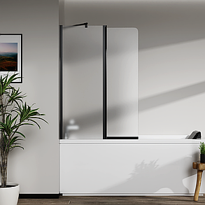 Скляна шторка для ванни AVKO Glass W436 50+40x140 Black Frostet, фото 3