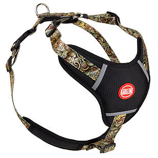 Шлея KARELINE з нейлону з візерунком "AFRO", логотипом та пластиковою пряжкою 20 мм А:420-520 мм, В:500-630 мм