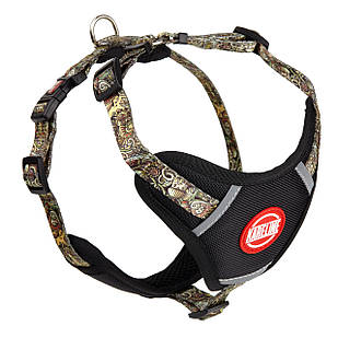 Шлея KARELINE з нейлону з візерунком "AFRO", логотипом та пластиковою пряжкою 15 мм А:320-420 мм, В:400-500 мм