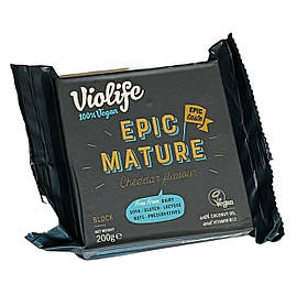 Рослинний сир кокосовий, веганський Epic Mature Cheddar (Зрілий Чеддер) блок, 200 г, VioLife