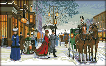 Вишивка хрестом набір Вечір у місті: 54 x 36 хрестиків см (арт. MK006)