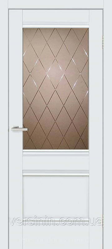 Двері міжкімнатні Оміс Валенсія 1.1 СС+КР Silk Matt Білий Мат