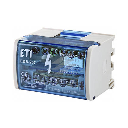 Блок розподільчий ETI EDB-207 2p, L+PE/N, 125A (7 виходів) 1102300, фото 1