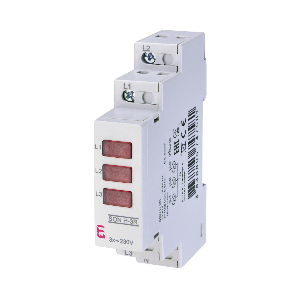Трифазний індикатор наявності напруги ETI SON H-3R (3x червоний LED) 2471552