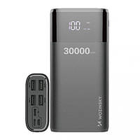 Павербанк Powerbank Аккумулятор Wozinsky 30000mAh 4 x USB LCD 3A Черный