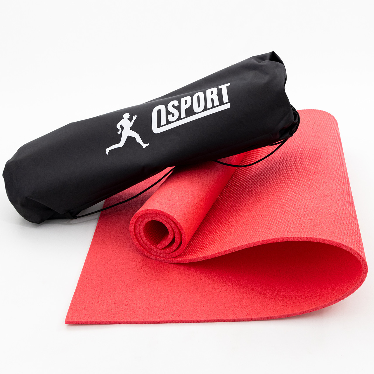 Килимок для йоги, фітнесу та спорту (каремат спортивний) OSPORT Спорт 8мм + чохол (n-0008) Червоний