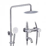 Душова система WEZER EKO16A-01, поворотний вилив - перемикач на лійку/душ, нержавіюча сталь, фото 3