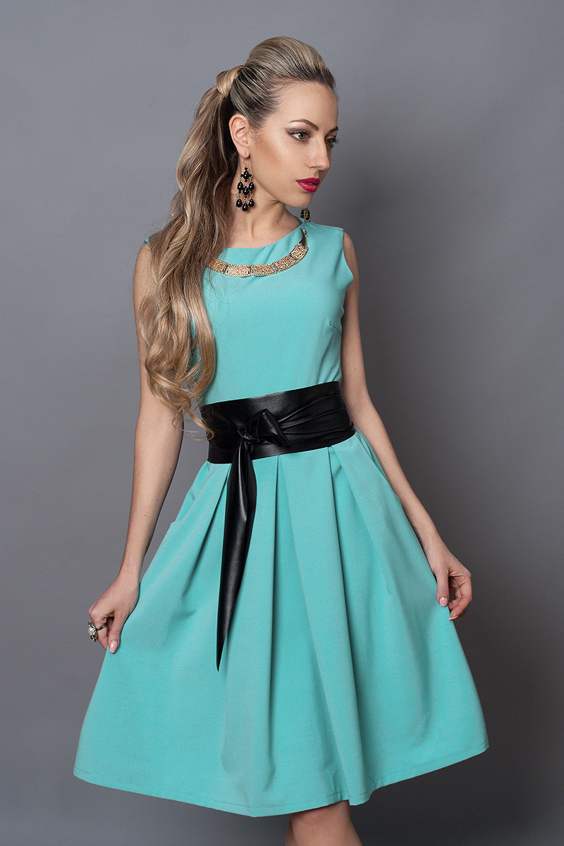 Сукня мод 386-11 розмір 40,42,44,46 блакитна бірюза, фото 1