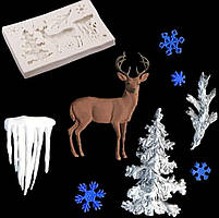 Силіконовий молд Олень і сніжинки