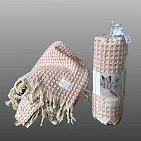 Maison D'or Ruana rosa хлопковое плетенное полотенце для бани, сауны 130х155см