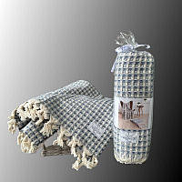 Maison D'or Ruana blue бавовняний плетений рушник для лазні, сауни 130х155см