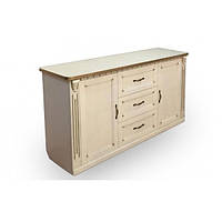 Комод глухий Freedom 2Д3Ш масив дерева Вільха колір Слонова кістка/Горіх/Патина золото (Мікс-меблі ТМ)