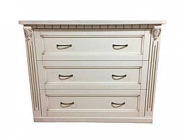 Комод Freedom 3Ш масив дерева Вільха колір Слонова кістка/Горіх/Патина золото (Мікс-меблі ТМ)