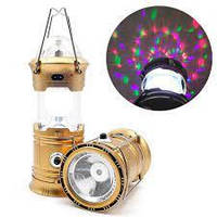 Фонарь LED кемпинговый, складной с диско-лампой, с солнечной батареей
