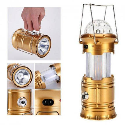 Ліхтар LED кемпінговий, складаний із диско-лампою, із сонячною батареєю, фото 2