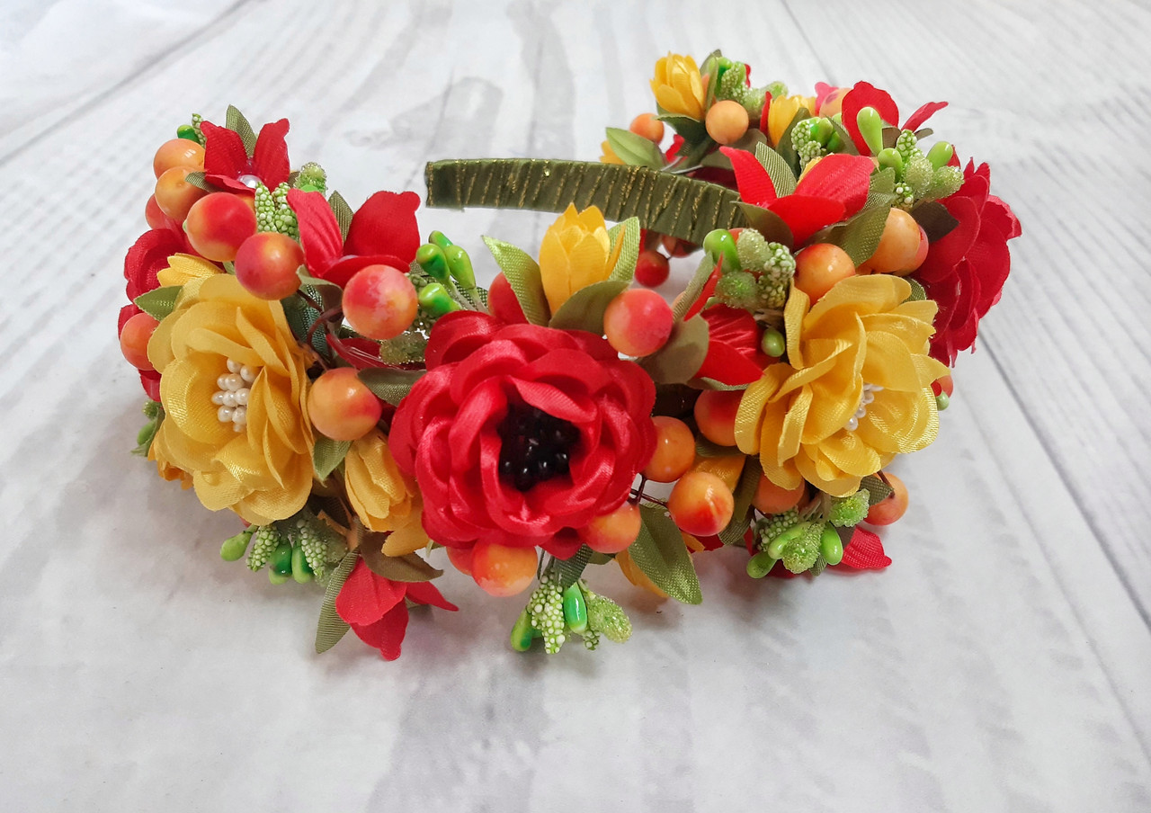 Обруч для волосся Феєрія жовто-червоний, фото 1