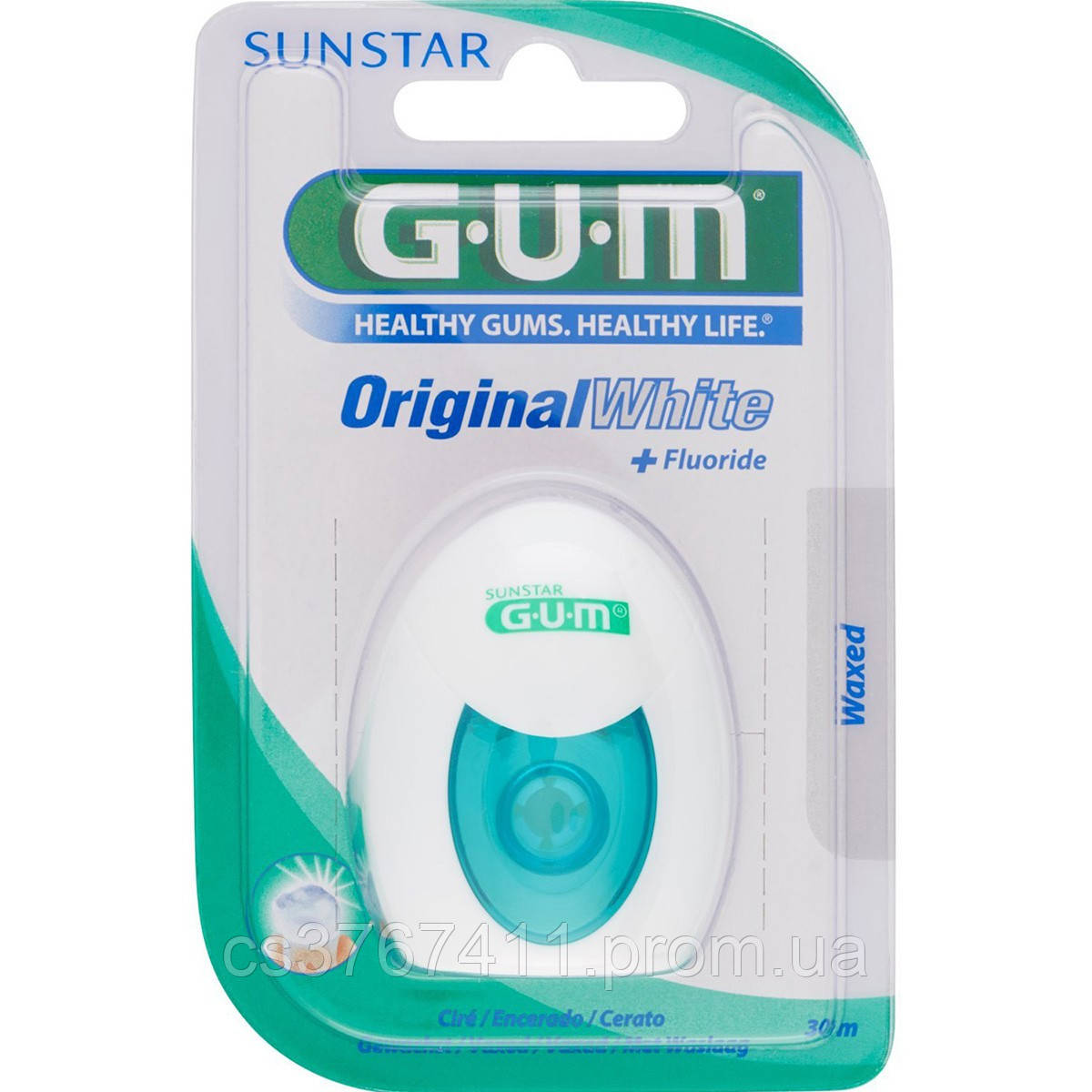 Зубна нитка вощений з фторидом GUM Original White Floss, 30 м