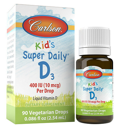 Вітамін Д3 рідкий для дітей Carlson Labs Kid's Super Daily D3 400 IU (10 mcg) 2,54 ml, фото 1