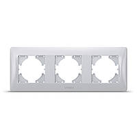 Рамка 3-місна Videx Binera пластик срібний шовк горизонтальна