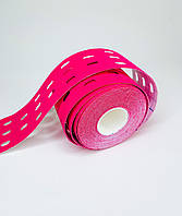 Тейп кинезио с отверстиями 5 см Kinesiology Tape, перфорированный тейп 5 см, Розовый