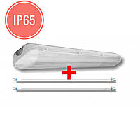 ЛПП 2х36W ( 2x16 LED ) світильник вологозахист IP65  і 2 LED лампи Т8 16W 1,2м 6500К