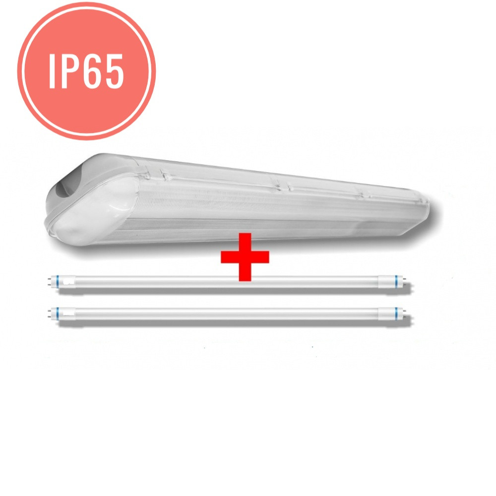 ЛПП 2х36W ( 2x16 LED ) світильник вологозахист IP65  і 2 LED лампи Т8 16W 1,2м 6500К