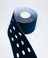 Тейп кинезио с отверстиями 5 см Kinesiology Tape, перфорированный тейп 5 см, черный