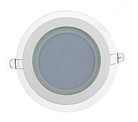 Врезной точечный светодиодный светильник Glass Rim 12W круг 6500К