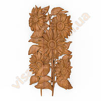 Різьблене 3д пано квіти - декоративна накладка барельєф з дерева на меблі, двері.