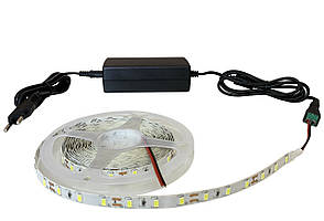 Набір світлодіодної стрічки 12В SMD 5730 (60 LED/m) IP20 холодний білий 5м + блок живлення + коннектор
