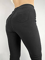 Штани жіночі зимові на хутрі Лосини теплі у великих розмірах Чорний колір 2XL, фото 3