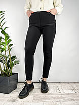 Штани жіночі зимові на хутрі Лосини теплі у великих розмірах Чорний колір 2XL, фото 2