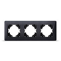 Рамка 3-місна Videx Binera пластик чорний графіт горизонтальна