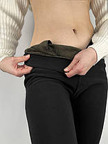 Штани жіночі зимові на хутрі Лосини теплі у великих розмірах Чорний колір 2XL, фото 5