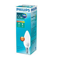 E14 світлодіодна лампа Philips C37, 5,5W, 2700 свічка