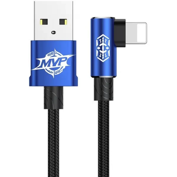 Дата-кабель Baseus MVP Elbow Type Cable CALMVP-A03 USB (тато) - Lightning (тато) 2m Blue, фото 1