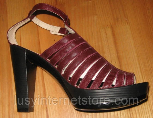 Босоножки женские бордовые на каблуке от производителя модель Л2Ж1 - фото 4 - id-p299169527