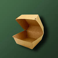 Коробка бумажная под бургер (Big Size) высокая | Крафт 130*130*100мм