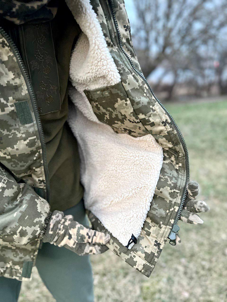 Зимовий бушлат з хутром армійський. Піксель L 48-56, фото 1