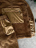 Чоловічий плюшевий спортивний костюм M1273 коричневий, фото 3