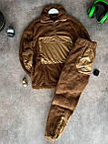 Чоловічий плюшевий спортивний костюм M1273 коричневий, фото 4