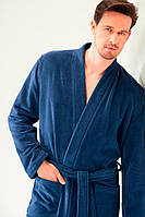 Мужской халат кимоно Cawo Kimono Doubleface 823 blau XL