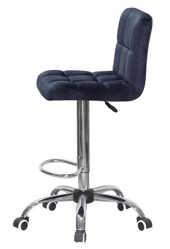 Высокий стул мастера на хромированной крестовине c колесиками Arno Bar CH-Office бархат черный В-1011 - фото 3 - id-p1733878682