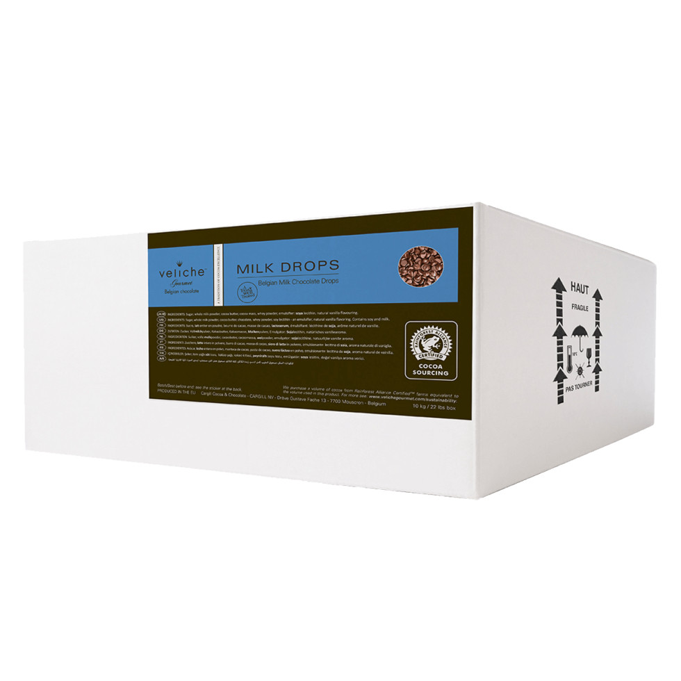 Бельгійський шоколад у дропсах Veliche Gourmet Молочний 30% 10 кг Термостабільний