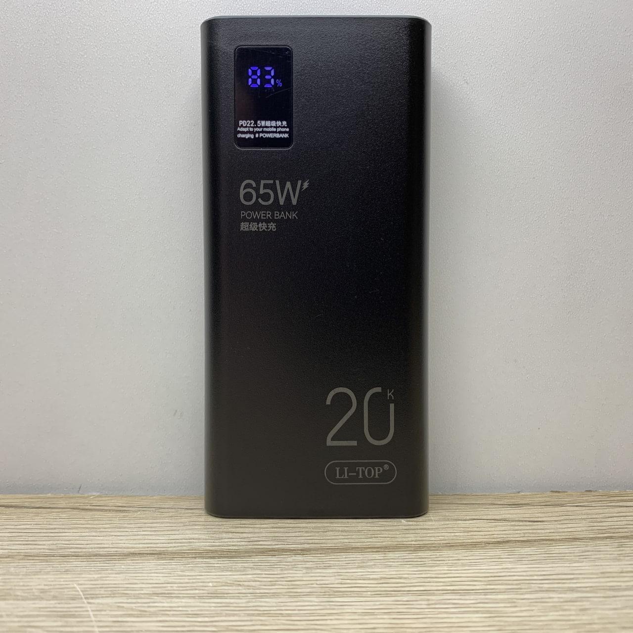 Power Bank Повербанк LI-TOP 20000mAh PD-QC 3.0 вхід Type-C Micro USB LCD екран